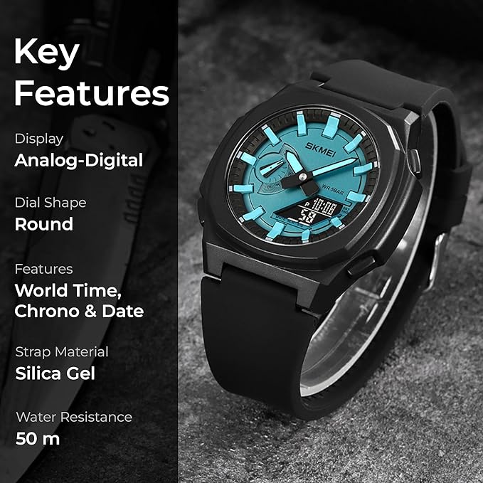 SKMEI Analog Digital Dual Time Watch W7508 - TUZZUT Qatar Online Shopping