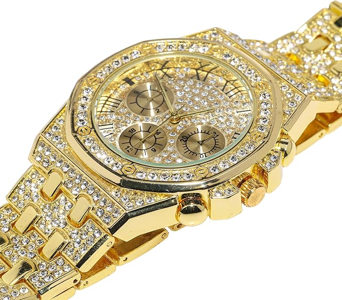 Men's Diamonds Gold Watch W9876 Men's Diamonds Gold Watch W9876