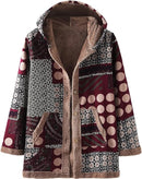 Women Parka Plus Size Coat Hooded Warm Soft Fluffy Faux Fur Lined Vintage Print Autumn Winter Jacket Overcoat B-40831 - Tuzzut.com Qatar Online Shopping
