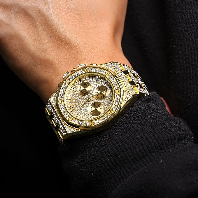 Men's Diamonds Gold Watch W9876 Men's Diamonds Gold Watch W9876
