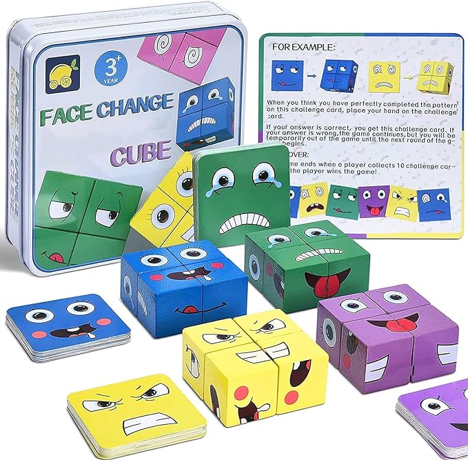 Faces Changing Building Blocks Wooden Toy Faces Changing Building Blocks Wooden Toy