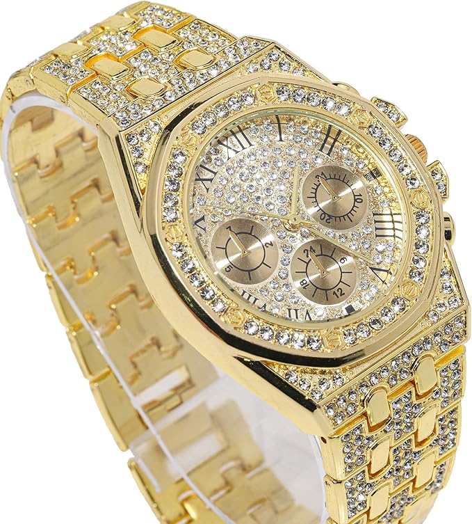 Men's Diamonds Gold Watch W9876 Men's Diamonds Gold Watch W9876