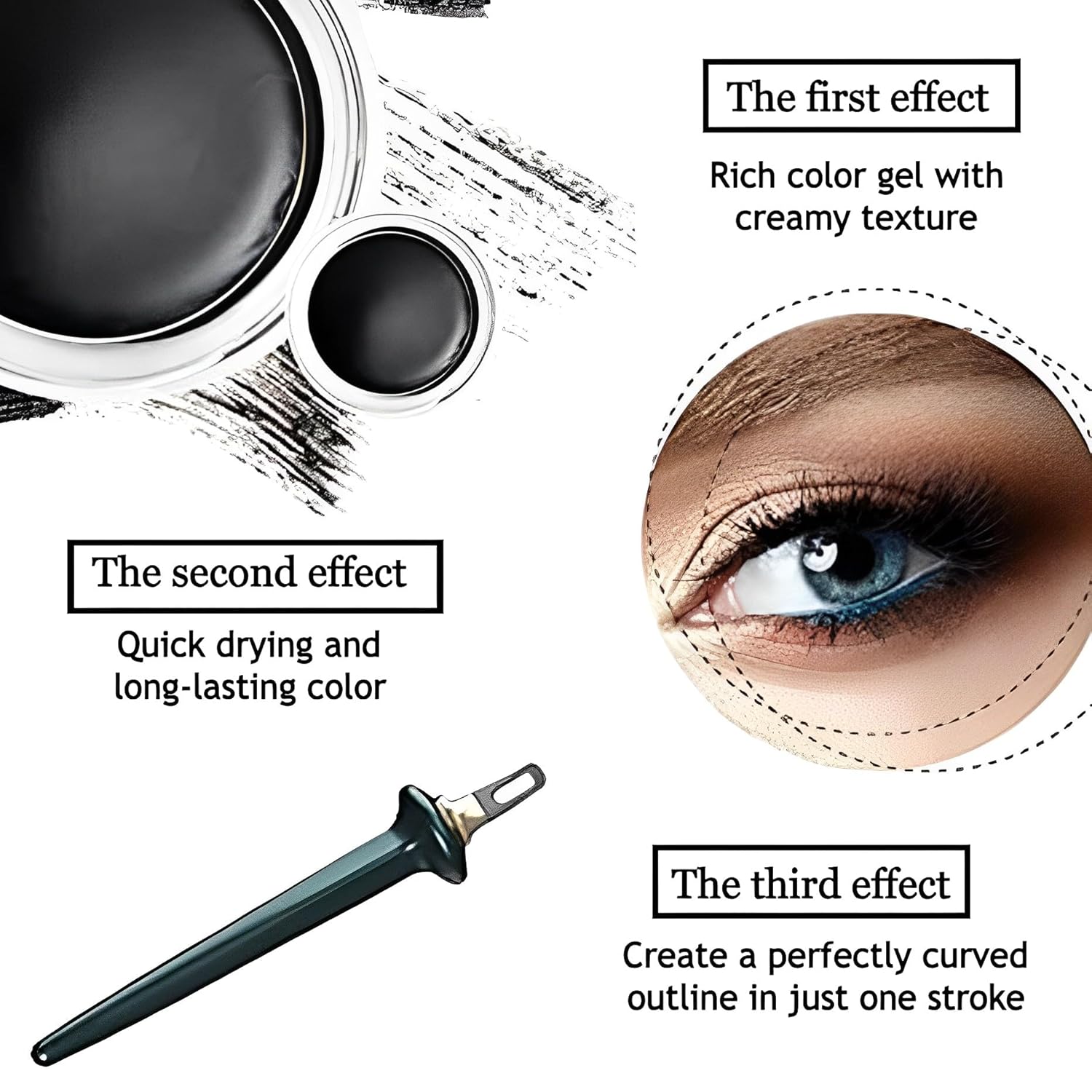 Silicone Waterproof Eyeliner Brush With Eyeliner Gel Silicone Waterproof Eyeliner Brush With Eyeliner Gel