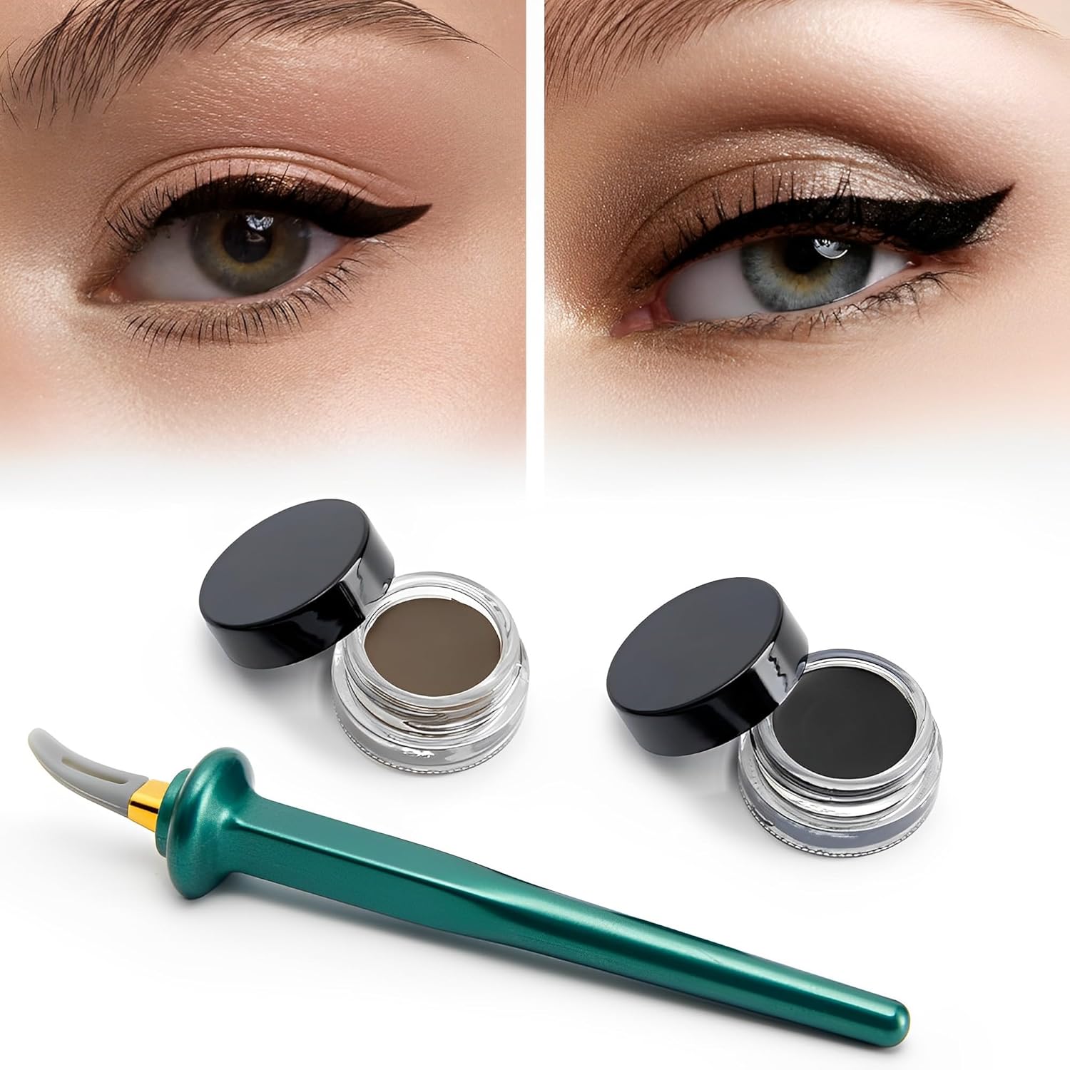 Silicone Waterproof Eyeliner Brush With Eyeliner Gel