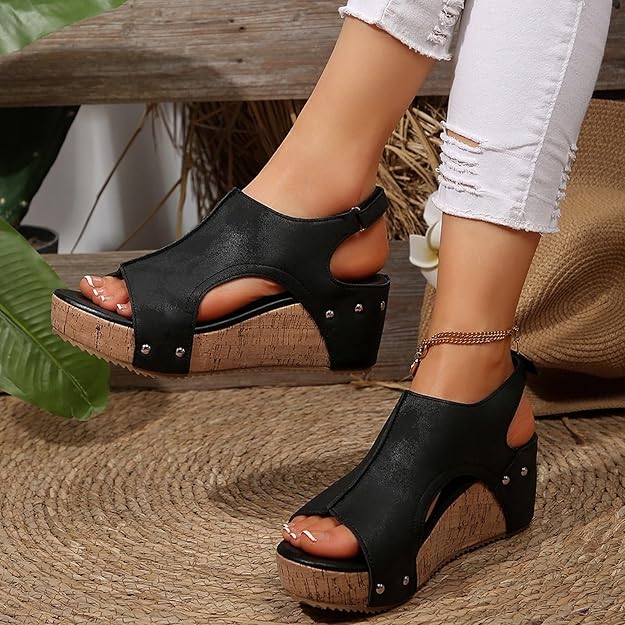 Cork Platform Wedge Sandals WS14 - TUZZUT Qatar Online Shopping