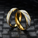 Women's Men's Rings Bi-Colour Twill Pattern Ring Wedding Anniversary Gift for Couple Polished and Matte Gold R789 - TUZZUT Qatar Online Shopping