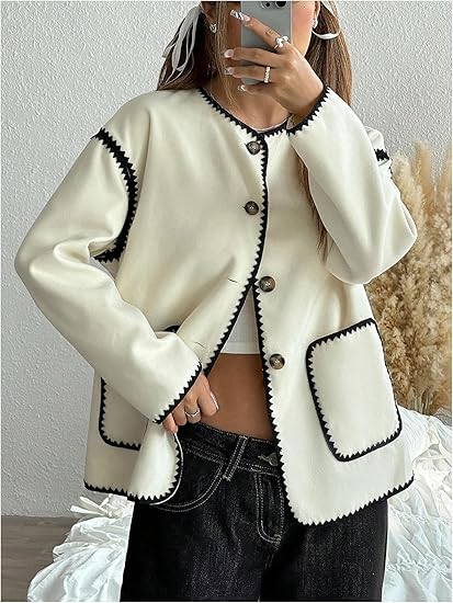 Women's Button Down Long Sleeve Wool Coat 55676 - TUZZUT Qatar Online Shopping