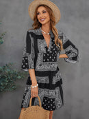 Paisley Print Flounce Sleeve Women's Dress LC228450 - TUZZUT Qatar Online Shopping