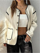 Women's Button Down Long Sleeve Wool Coat 55676 - TUZZUT Qatar Online Shopping