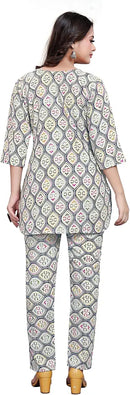 Women's Beautiful Delta Cotton Mix Fabric Printed Night suit Co-Ord Set - VKT500 - TUZZUT Qatar Online Shopping