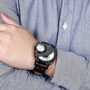 Military Army Design Dual Time Zone Quartz Analog Black Wrist Watch W125963 - TUZZUT Qatar Online Shopping