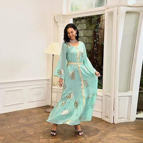 Print Abaya Dress for Women Spring Floral Ramadan Kaftan Dresses 36085 - TUZZUT Qatar Online Shopping