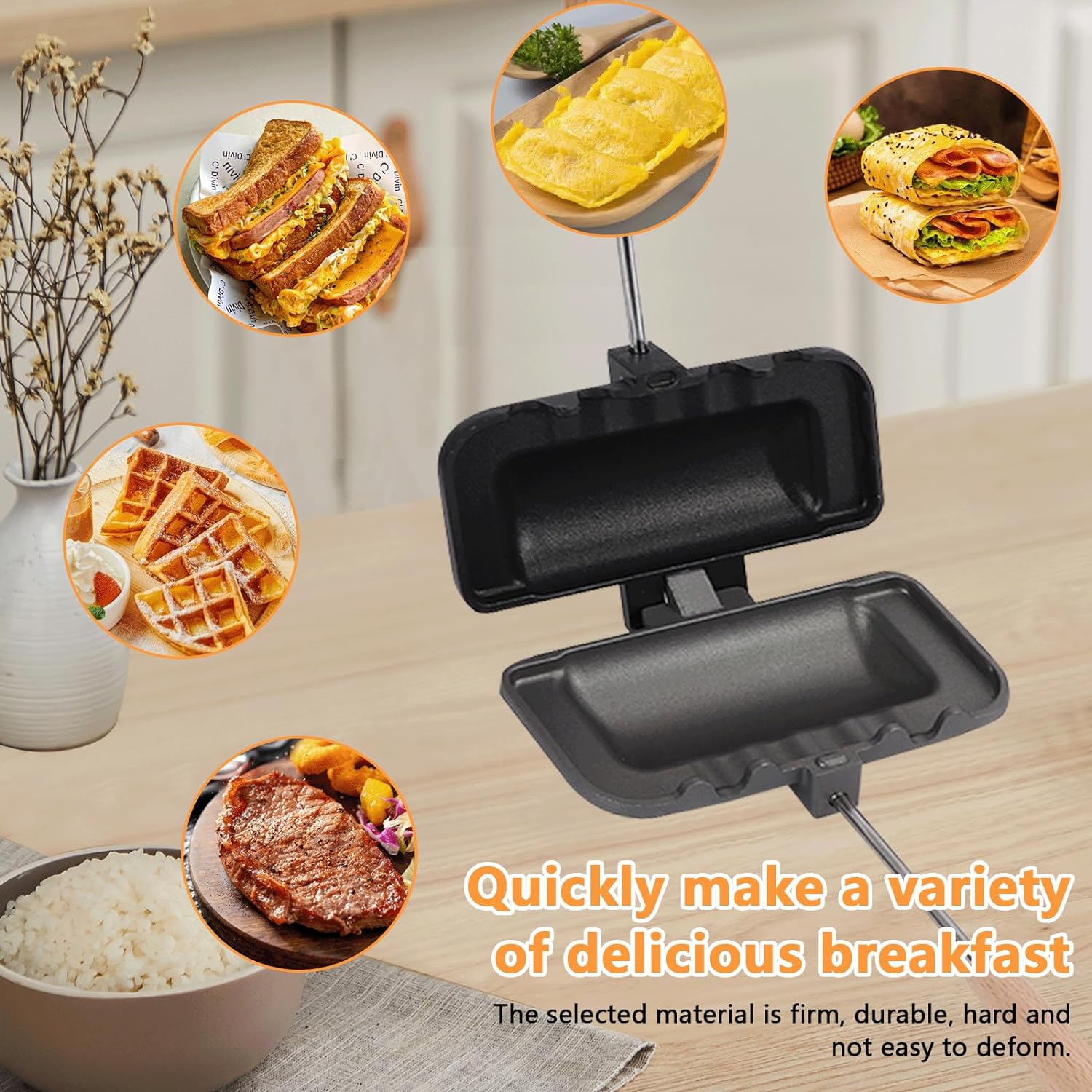 Hot Sandwich Maker,Double-Sided 4w1h Sandwich Baking Pan B-207542 Hot Sandwich Maker,Double-Sided 4w1h Sandwich Baking Pan B-207542
