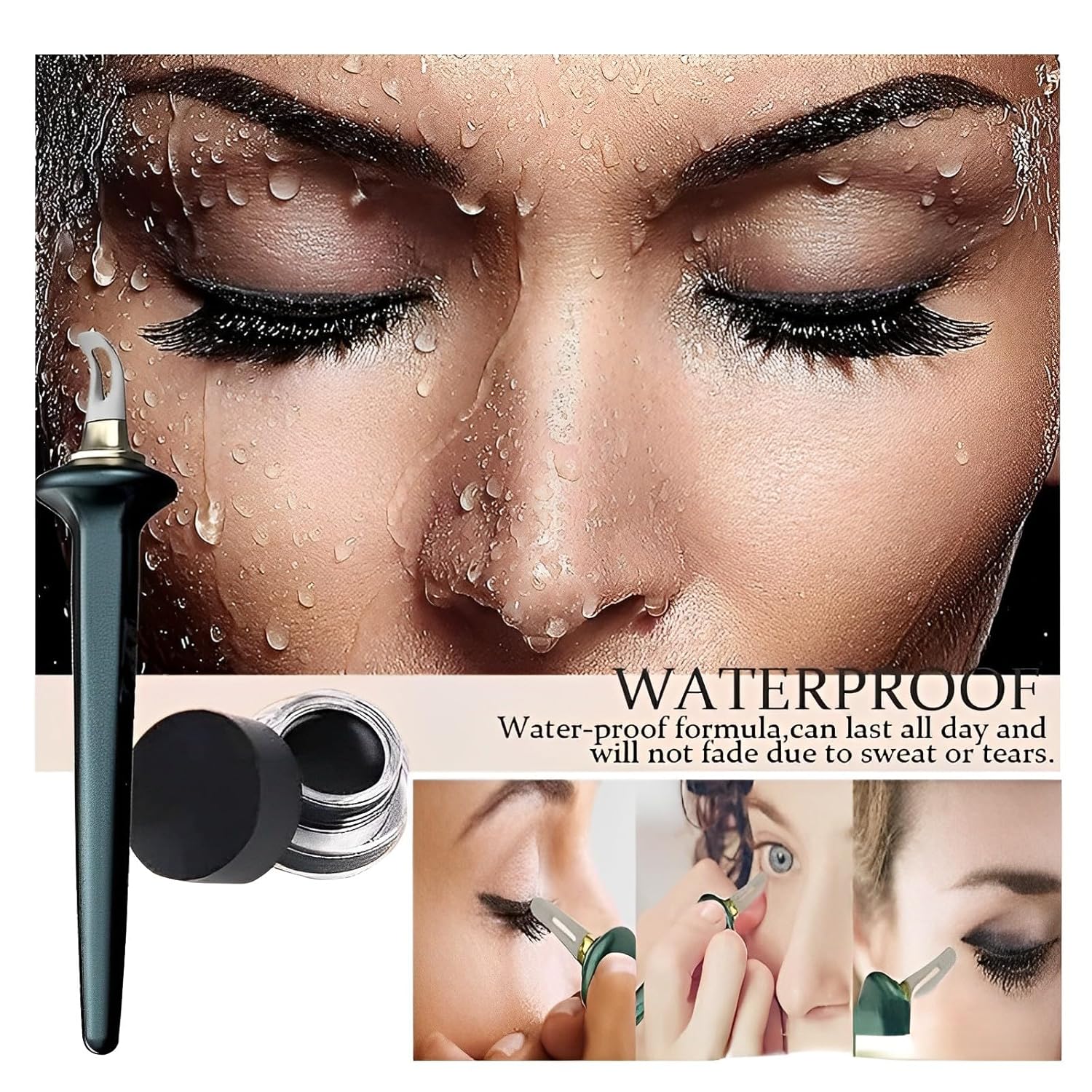 Silicone Waterproof Eyeliner Brush With Eyeliner Gel Silicone Waterproof Eyeliner Brush With Eyeliner Gel