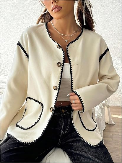Women's Button Down Long Sleeve Wool Coat 55676 - TUZZUT Qatar Online Shopping