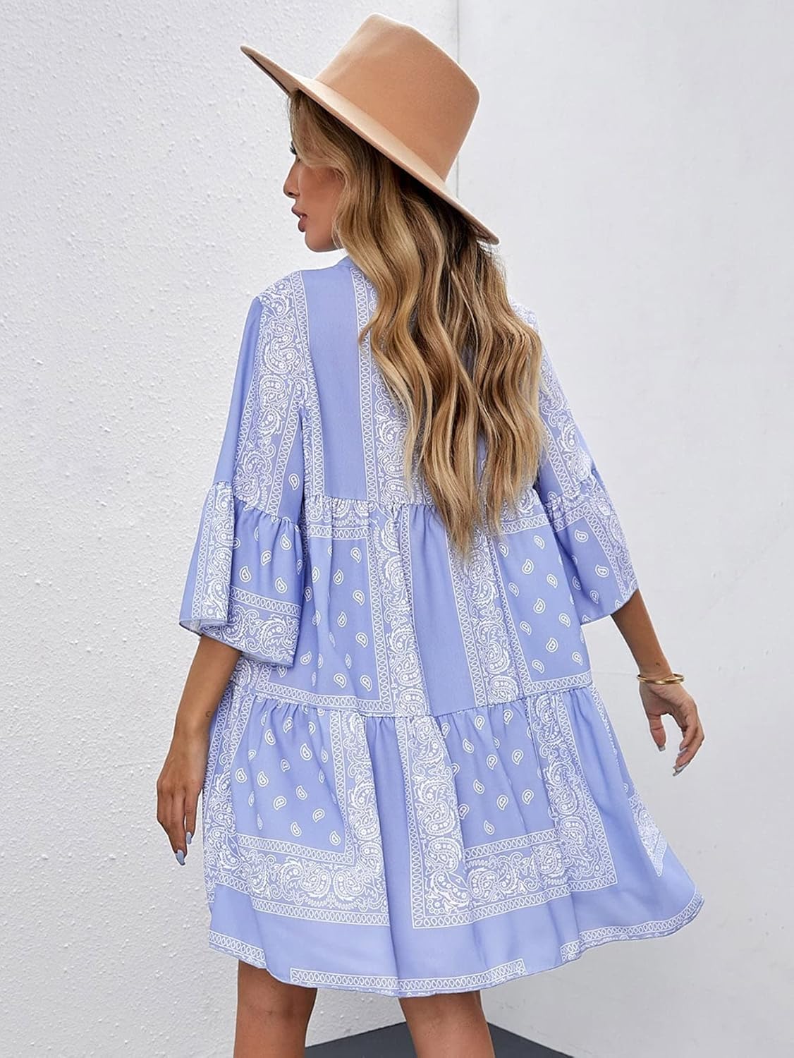 Paisley Print Flounce Sleeve Women's Dress LC228450 Paisley Print Flounce Sleeve Women's Dress LC228450