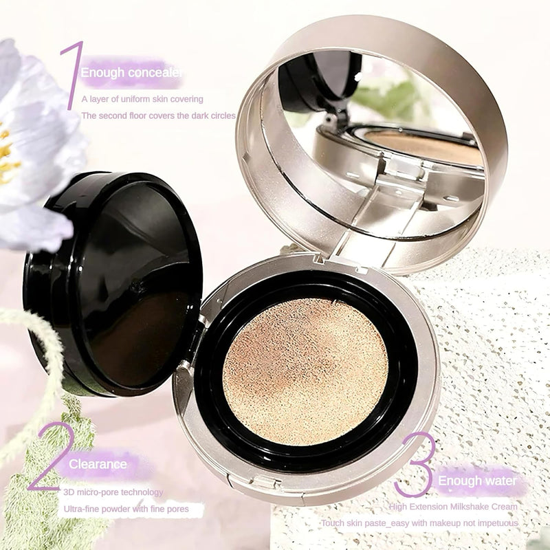 Novo Dual-Action Cushion Foundation & Powder - 13g Cushion + 6.5g Powder - Full Coverage, Waterproof, Hydrating, Dewy Skin Finish - Buildable, Lightweight, Pearl Powder & Bird’s Nest Extract.