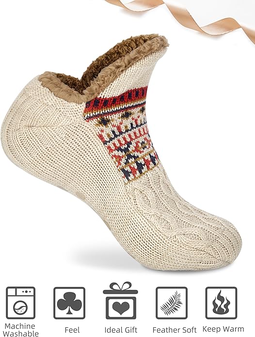 Warm Indoor Anti-Slip Fleece-Lined Floor Socks S5149626 - TUZZUT Qatar Online Shopping