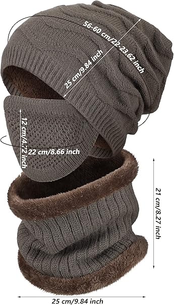 Winter Beanie Hat and Scarf Set  Neck Warmer Knit Caps for Men and Women S4679591 - TUZZUT Qatar Online Shopping