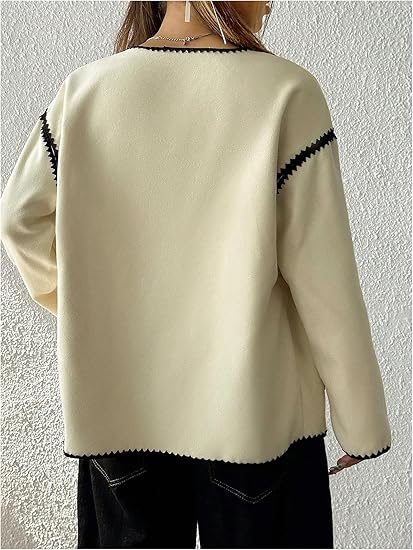 Women's Button Down Long Sleeve Wool Coat 55676 - TUZZUT Qatar Online Shopping