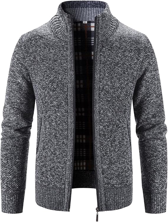 Men's Full Zip Flannel Lining Cardigan MC885 - TUZZUT Qatar Online Shopping