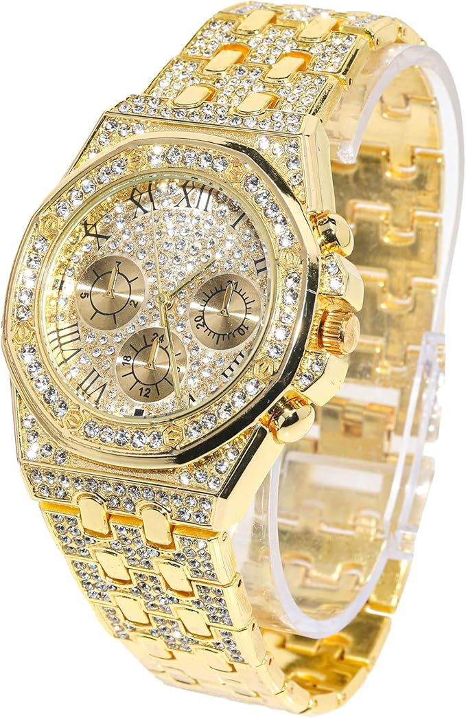 Men's Diamonds Gold Watch W9876 Men's Diamonds Gold Watch W9876