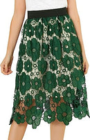 Allegra K Women's Saint Patrick's Day Elegant Elastic Waist Floral Lace Midi Skirts S2111227 - Tuzzut.com Qatar Online Shopping