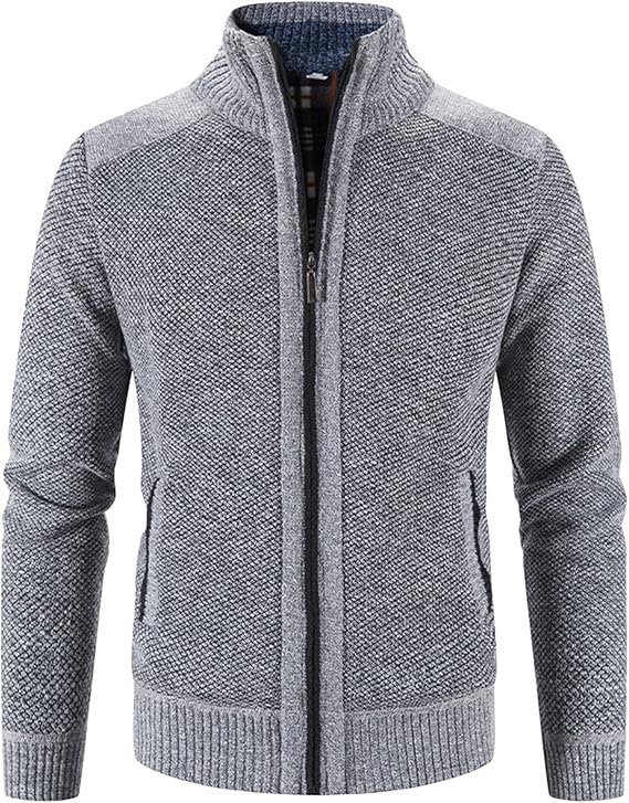 Men's Full Zip Flannel Lining Cardigan MC885 - TUZZUT Qatar Online Shopping