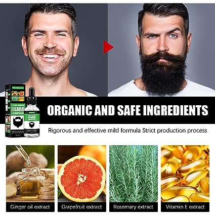 Beard Growth Oil For Men Beard Growth Serum Stimulate Beard Growth Promote Hair Regrowth Facial Hair Treatment Longer Masculine Thick Male Beard Gift, 30ml - Tuzzut.com Qatar Online Shopping