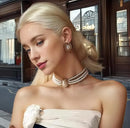 Aleasha White Pearl Necklaces Earrings Set AL88