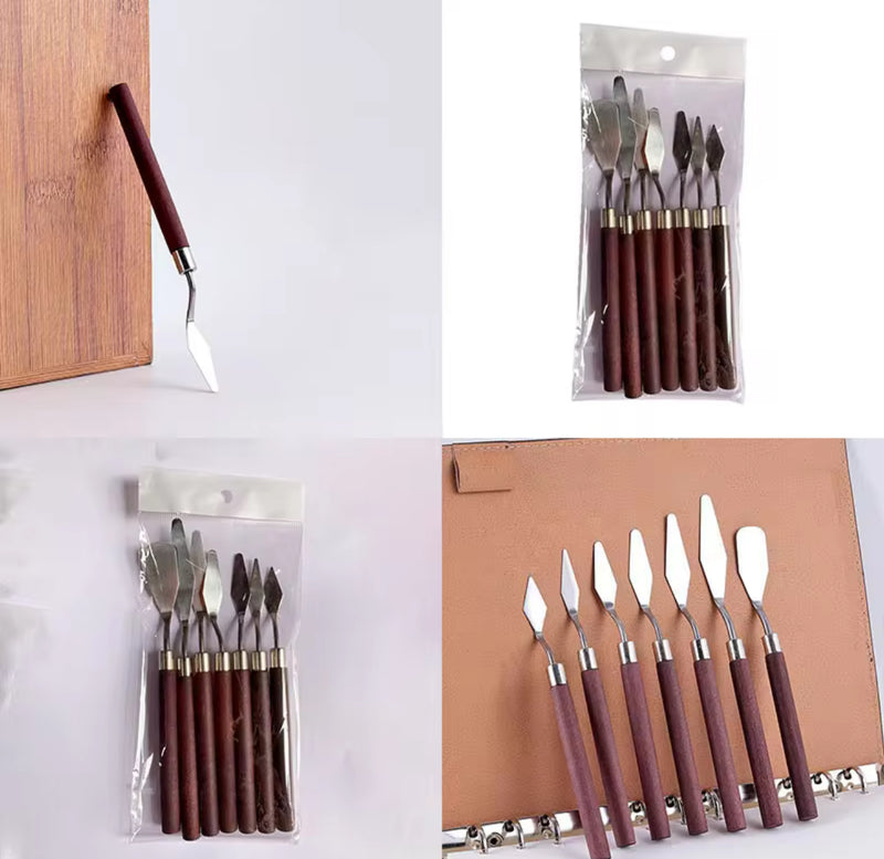 7Pcs Art Spatula Soft Paint Oil Painting Wooden Handle Palette Knife Set  S4271248 - TUZZUT Qatar Online Shopping