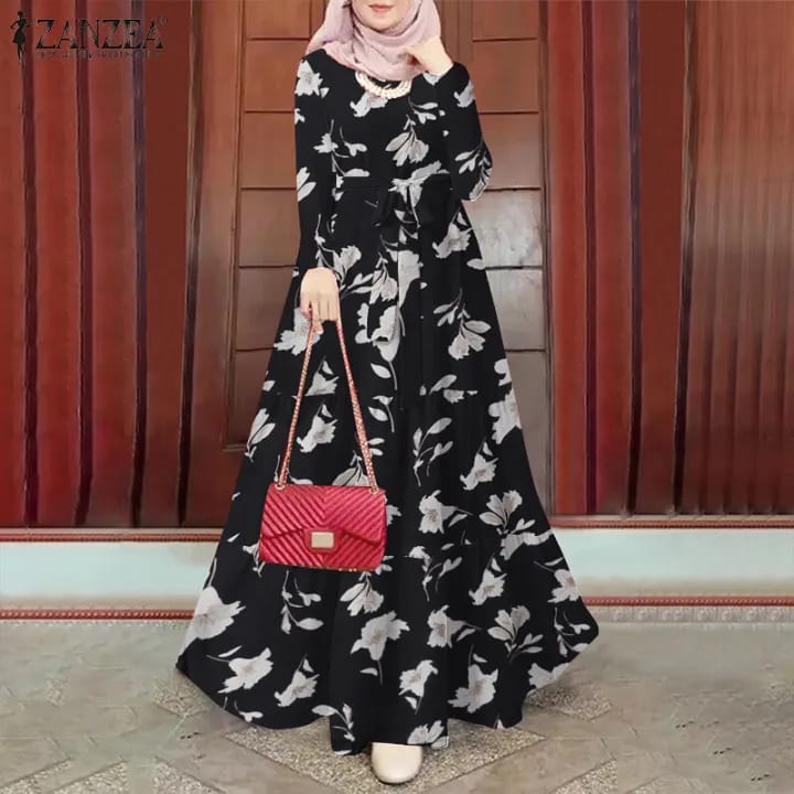 ZANZEA Muslim Dress Dubai Turkey Islam Clothes Casual Middle