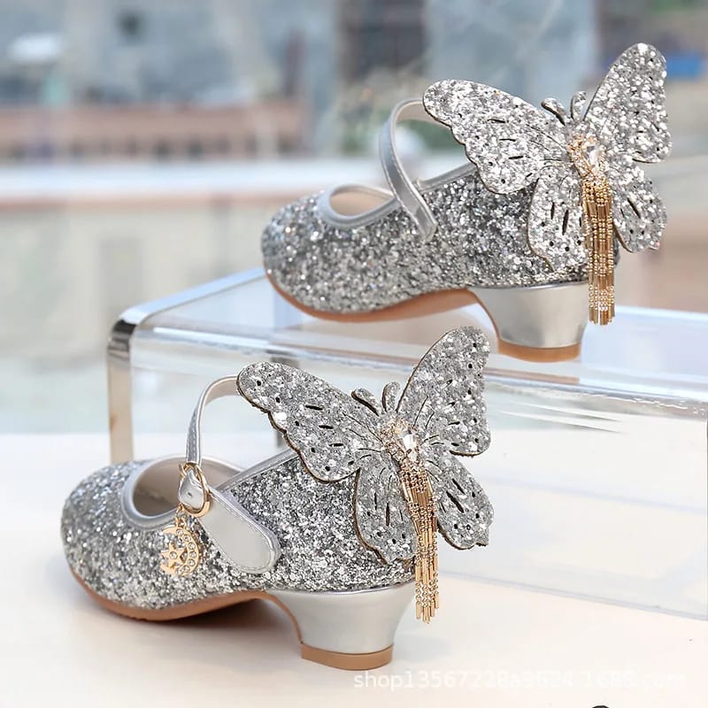 Girls Glitter Butterfly Knot Dress Banquet Party High Heel Shoe 39 - Tuzzut.com Qatar Online Shopping