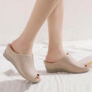 Slipper for Women Fashion Fish Mouth Open Toe Hollow Slip-on Platform Slippers Casual Outdoor Ladies Shoes   B730485 - TUZZUT Qatar Online Shopping