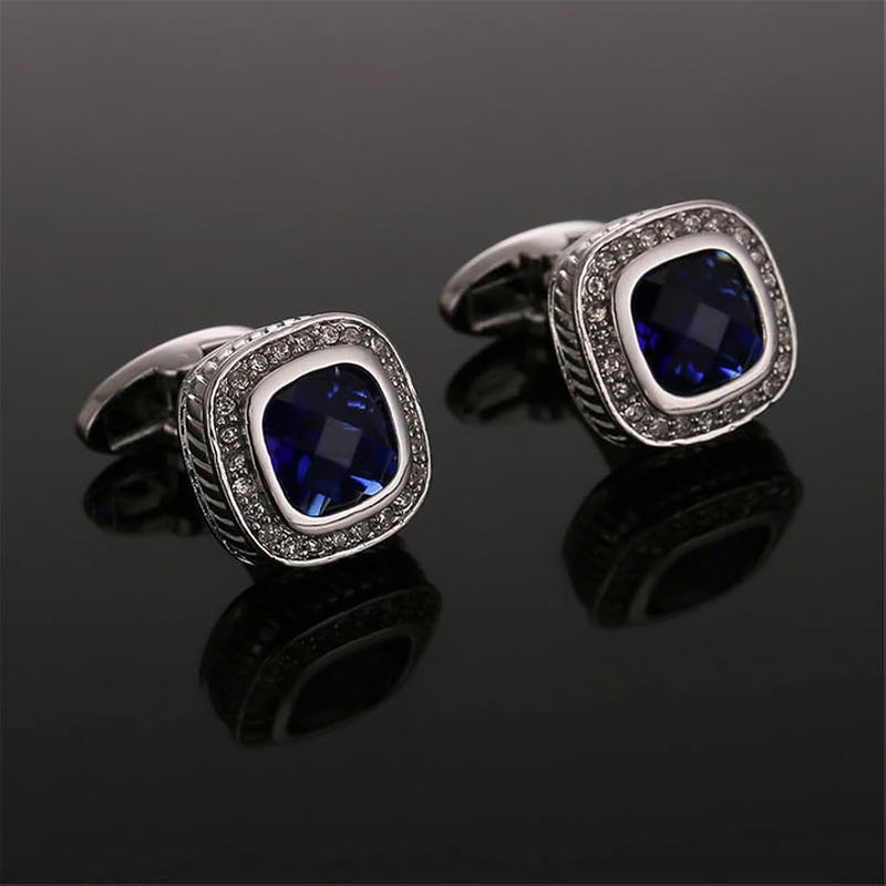 Jewelry Cufflinks for Men Shirt Cufflinks Blue Crystal Sleeve Nail Wedding Dress Cuff Button Suit Button X4260945