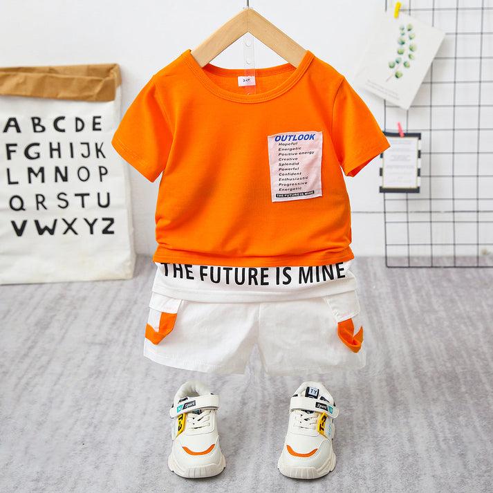 2pcs Toddler Boy Trendy Letter Print Tee and Shorts Set 20355534