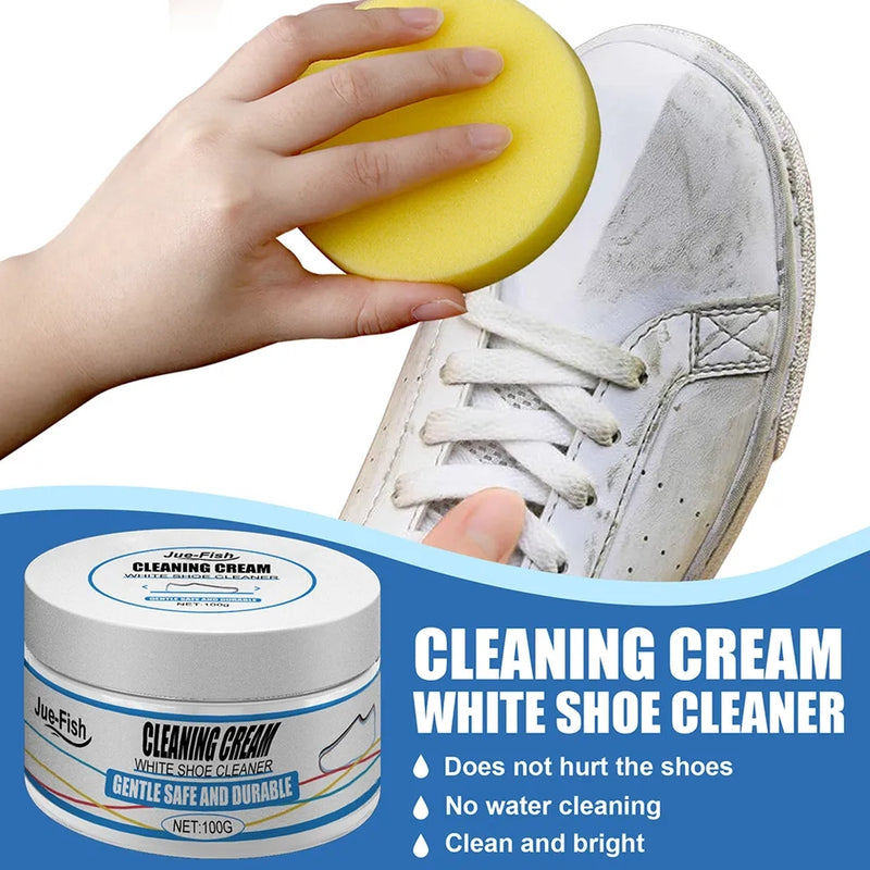 100g White Shoes Cleaning Cream Stains Remover Shoes Whitening Cleansing Cream With Wipe Sponge For Shoes Sneakers