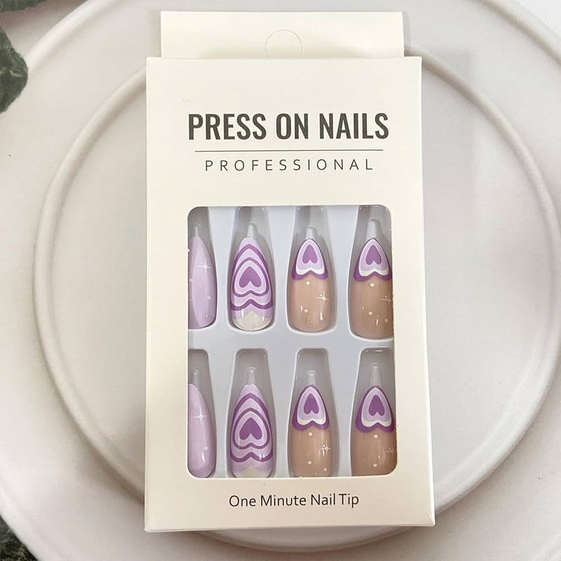 24pcs Purple French tip press-on nails Removable Fake Nails  439305 - TUZZUT Qatar Online Shopping