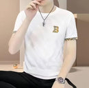Men's Summer T-Shirt Casual Style Ice Silk Short Sleeves Round Neck T-Shirt Fashionable Letter Printed Design   S649720 - TUZZUT Qatar Online Shopping