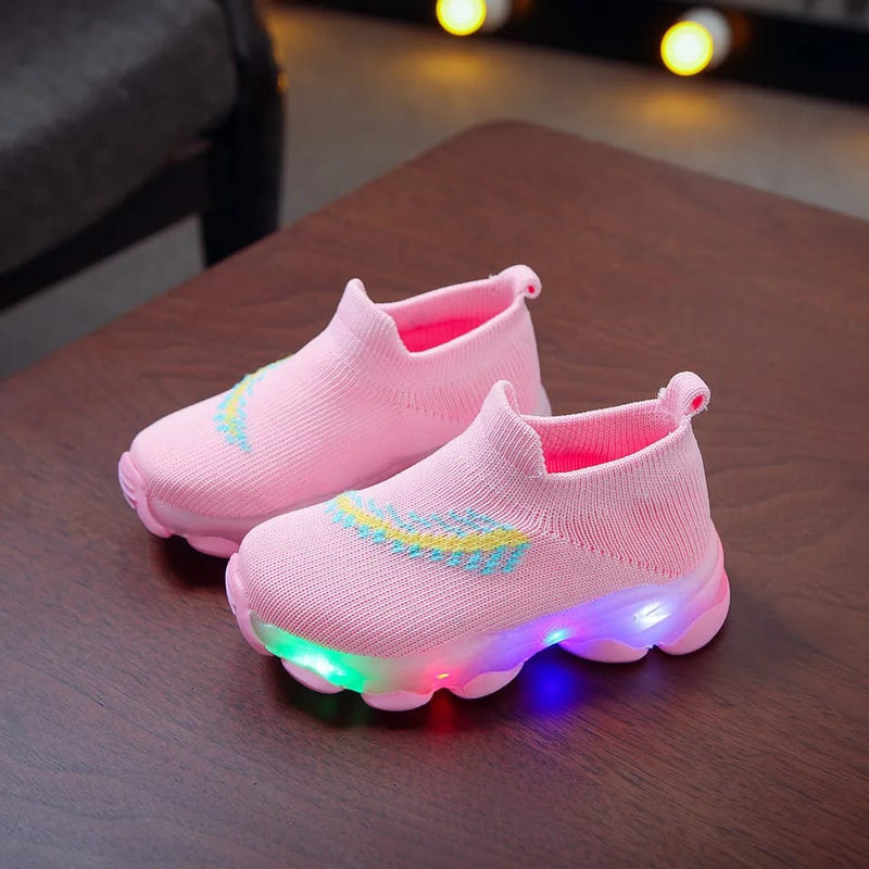 Winter Girls Boys Shoes Sports LED Weave Baby Tenis Casual Breathable Kids Sneakers 23 - Tuzzut.com Qatar Online Shopping