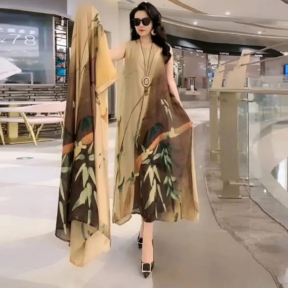 Printed Dresses Women Two-Piece Costume Summer Long Dress Female Fashion Oversized Costume Dresses Lady B241865 Printed Dresses Women Two-Piece Costume Summer Long Dress Female Fashion Oversized Costume Dresses Lady B241865
