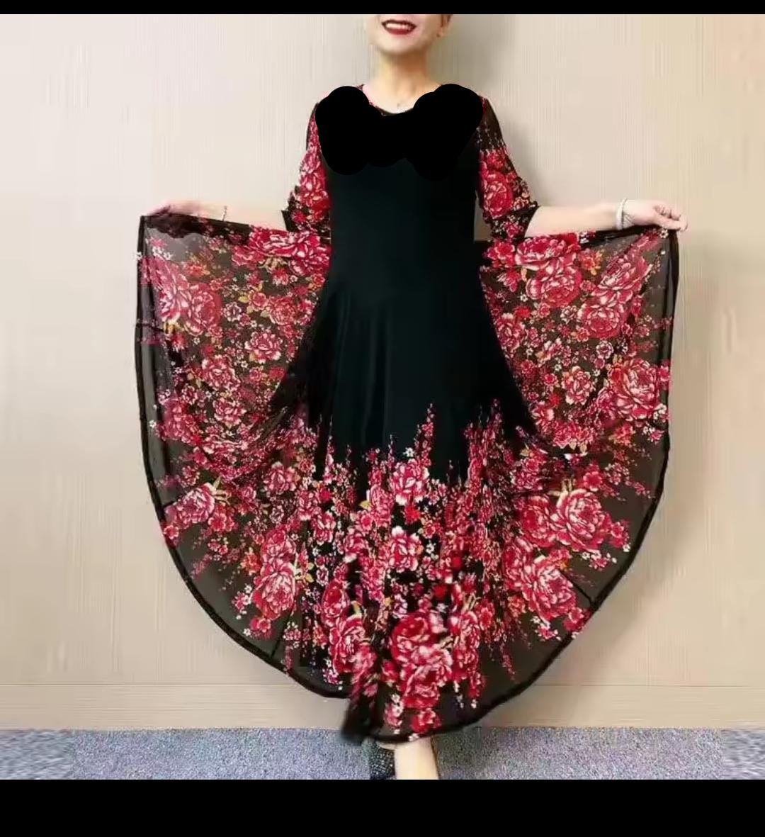 V-Neck Print Women Long Dress B-306159 V-Neck Print Women Long Dress B-306159