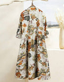 Winter Floral Print Long Sleeve Casual Vintage Midi Dresses For Woman   S645970 - TUZZUT Qatar Online Shopping