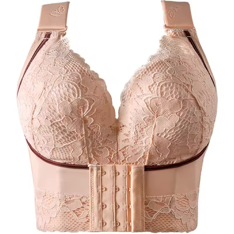 Fashion Women Lace Bra Plus Size Push Up Deep U Seamless Underwear 129841 Fashion Women Lace Bra Plus Size Push Up Deep U Seamless Underwear 129841