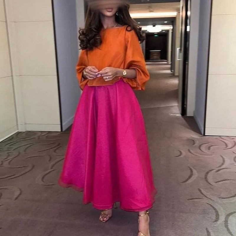 Boat Neck Vintage Evening Formal Saudi Arabia Two Piece Simple Elegant Party Dresses Gowns Women Robes 5OPEPX - Tuzzut.com Qatar Online Shopping