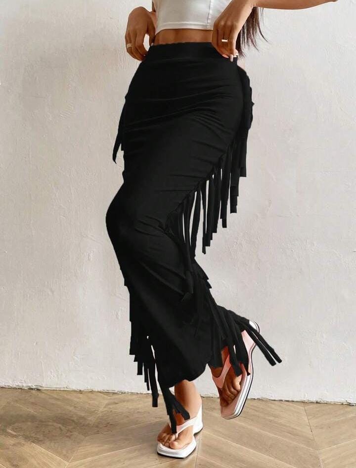Women's Color Side Patchwork Maxi Pencil Skirt S4001604 Women's Color Side Patchwork Maxi Pencil Skirt S4001604