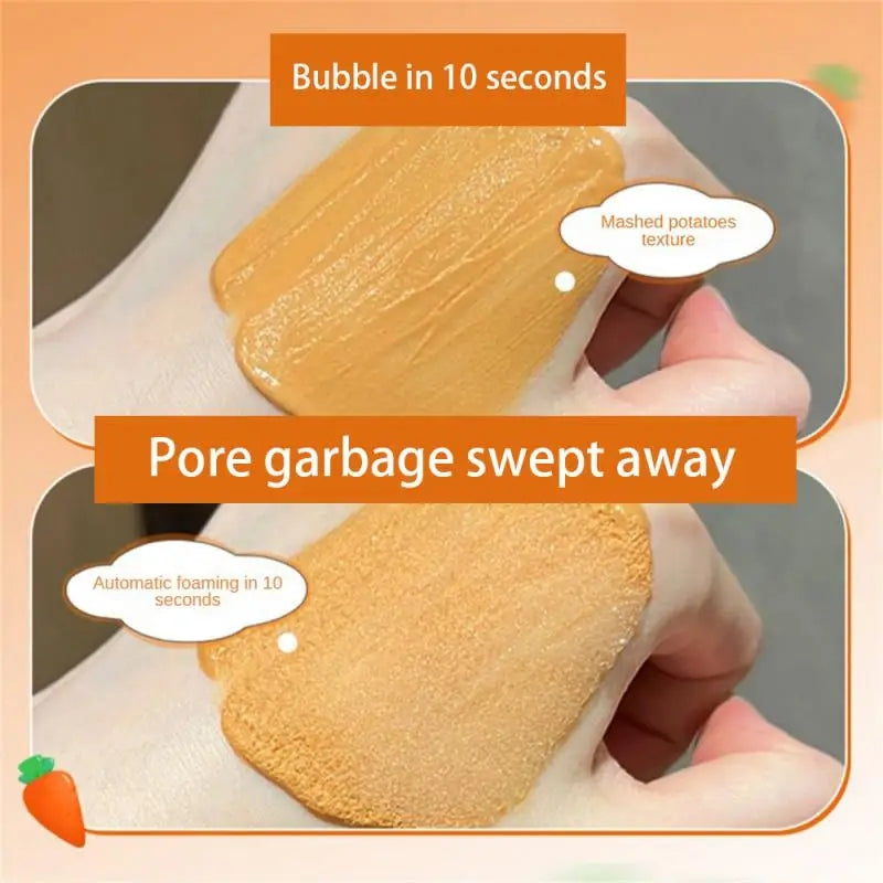 Carrot Foam Mask with Acid Complex Deep Bubble Cleaning Pore Cleansing , Blackhead removal, Exfoliation, Moisturizing (4gm x 12pcs Pack) Carrot Foam Mask with Acid Complex Deep Bubble Cleaning Pore Cleansing , Blackhead removal, Exfoliation, Moisturizing (4gm x 12pcs Pack)