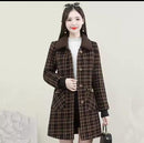 Middle-aged women's winter imitation mink cashmere long coat, plush knitted cardigan, plaid woolen jacket   X738255 - TUZZUT Qatar Online Shopping