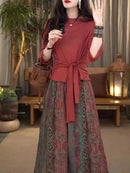 Women's 2 Pcs Long Sleeve Solid Color Skirts Set 567338 L - TUZZUT Qatar Online Shopping