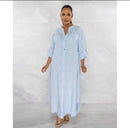Elegant African Dashiki Dresses for Women Long Sleeve V Neck Polyester Maxi Dress  B112493 - TUZZUT Qatar Online Shopping